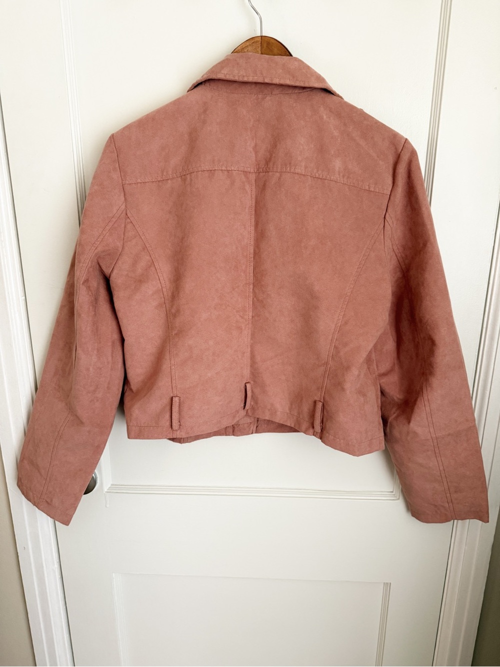 Sebby Collection Blush Pink Faux Suede Moto Jacket - Picture 7 of 10